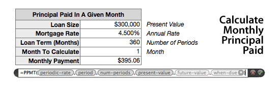 Mortgage payment formula - Find principal paid in a given month