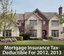 The American Taxpayer Relief Act of 2012 made mortgage insurance tax-deductible for 2013, and retroactive for 2012