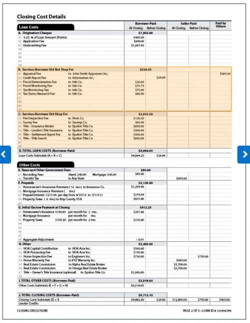 closing disclosure page 2