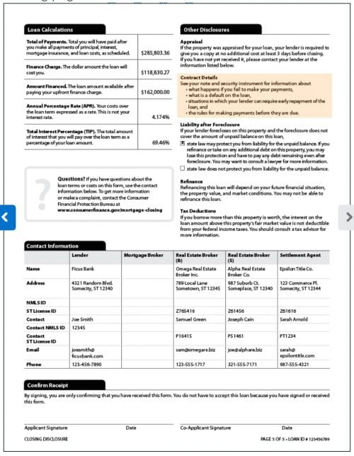 closing disclosure page 5