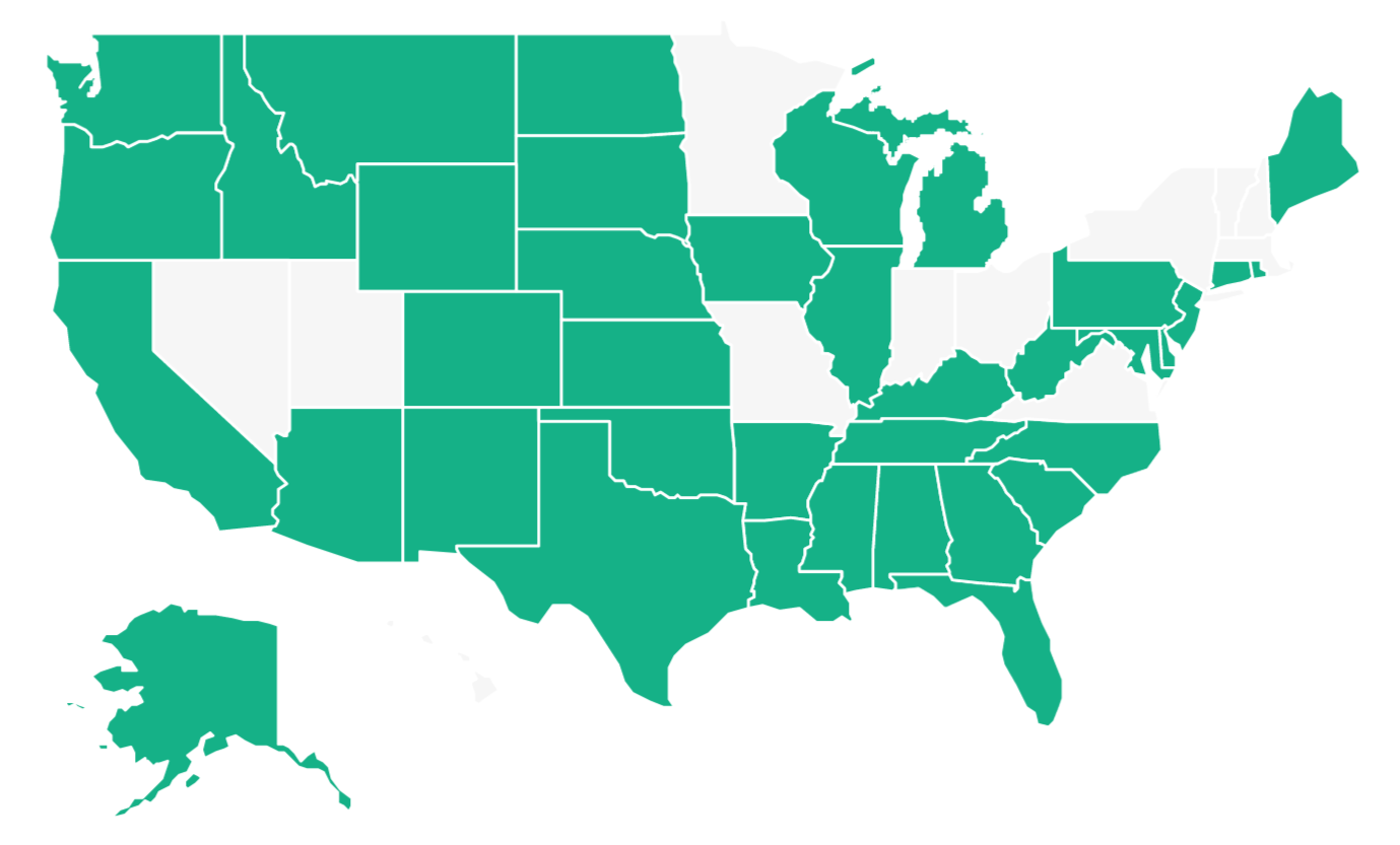 Better.com Mortgage Lending States, from Better.com Mortgage Review from The Mortgage Reports